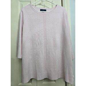 Karen Scott Womens Light Pink Sweater OX 14-16 3/4 Sleeve Acrylic Knit